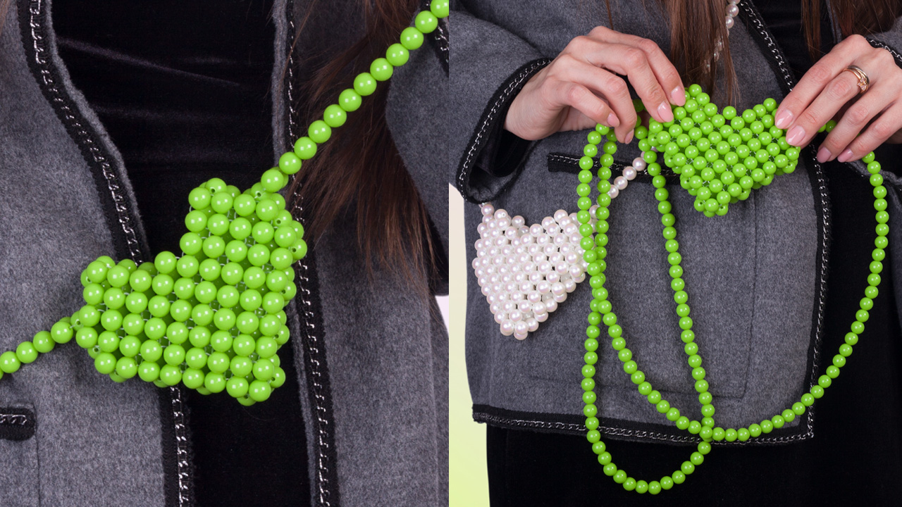 15.02 ⭐️ Бодичейн с сумкой-сердцем из крупных бусин