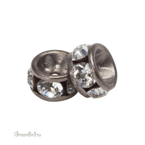 77503 Rondelle 1028 PP11 — Crystal, gunmetal (#001) 77503 Rondelle 1028 PP11 — Crystal, gunmetal (#001)