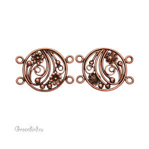 JBB Коннектор "Цветочный диск", ант. медь (JB-7333)