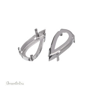 4322 Оправа для ювелирного кристалла Teardrop FS 18х9 мм, белая бронза