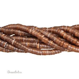 Бусины-диски 5 мм, коричневый перламутр, нить (#SVA-PRL-103)