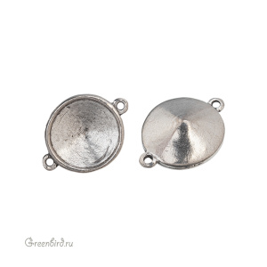 Закрытая оправа-коннектор для Rivoli 14 мм, ант. серебро, 1 шт. (#SET-731)