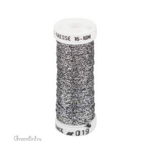 Металлизированная нить Tresse #16 AVAS, серебро/черный, 10 м (#16-019)