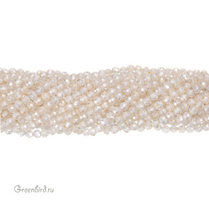 Бусины Циркон 3 мм, шампань, нить (#SVA-ZRCN-07)