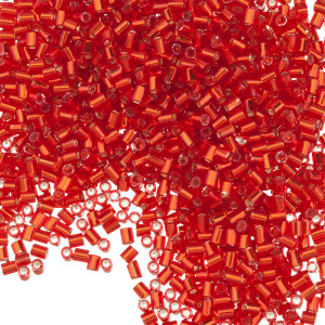 Бисер TOHO Bugle стеклярус 2 мм, внутреннее серебрение, Siam Ruby (#25B), 10 г