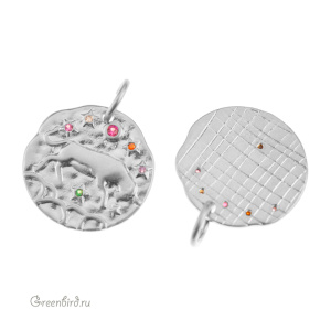 Подвеска с цветными фианитами "Зодиак - Телец", родий, 1 шт. (#SVA-ZOD-02R)