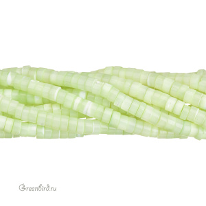 Бусины-диски 5 мм, салатовый перламутр, нить (#SVA-PRL-106)