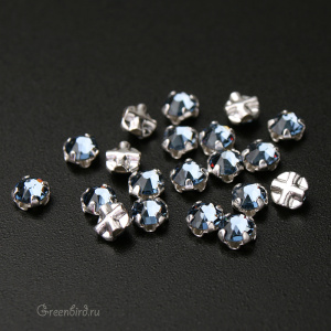 Swarovski 53100 Роза Монтис SS12, серебро, джинсово-синий (#266), уп. 20 шт.