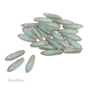 Glass Daggers 5x16mm, Turquoise Opal Lsr Matte Eye, 1 шт. (#61100/22573E)
