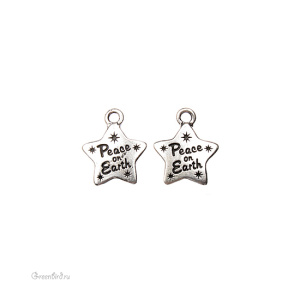 Подвеска "Peace on Earth", ант. серебро, 1 шт. (#TC-2374)
