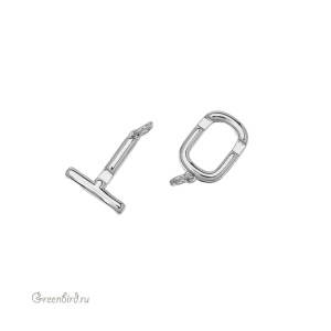 Замок-тоггл, 33 мм, родий, 1 шт. (#SV1701-T32)