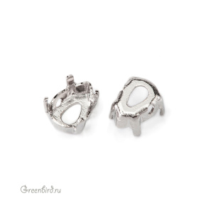 4320 Оправа для ювелирного кристалла Pear Fancy Stone 6х4 мм, белая бронза