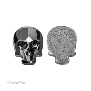 2856 Кристалл горячей фиксации Skull 14x10,5 мм – Jet/Hematite (#280HEM), 1 шт.