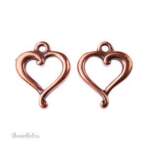 Подвеска "Лебединое сердце", ант. медь, 1 шт. (#6075-18)