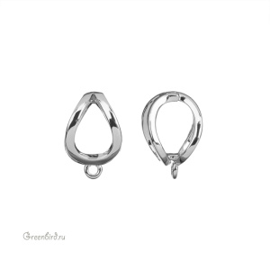 Бейл-замочек "Капля", родий, 1 шт. (#SV1701-B28-S)