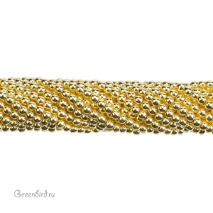 Бусины Геметин 2,5 мм, круглые, цвет: золото, нить (#SV-HMT-15)