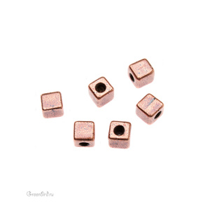 Бусина "Кубик", ант. медь, 1 шт. (#TC-5561)