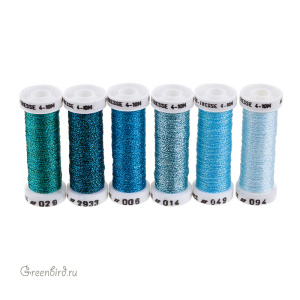 Набор металлизированных нитей AVAS Metallise Tresse #4 6 Nuances — Blue