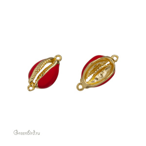 Коннектор с эмалью "Каури", золото, красный, 1 шт. (#SV1701-C15) Коннектор с эмалью "Каури", золото, красный, 1 шт. (#SV1701-C15)