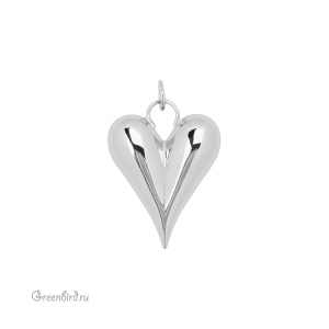 Подвеска "Сердечко-капля" 28 мм, родий, 1 шт. (#SV1701-Pendant-91R)