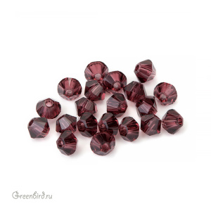 Swarovski 5328 Биконусы 3 мм, бургунди (#515), уп. 20 шт.