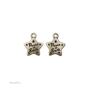 Подвеска "Peace on Earth", ант. латунь, 1 шт. (#TC-2374)