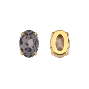 Кристалл в оправе 4120C 14x10 мм Crystalbird - Black Diamond (#215), золотистый, 1шт.