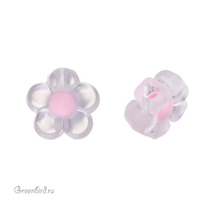 Бусина "Цветочек", розовый, 1 шт. (#SVA-PL-04)