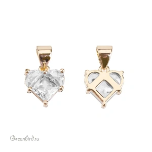 Подвеска "Сердце" с фианитами, золото, Crystal, 1 шт. (#SVA-FIAN-038G)