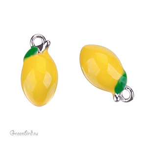 Подвеска "Лимон", родий, 1 шт. (#SVA-BASE-003R)