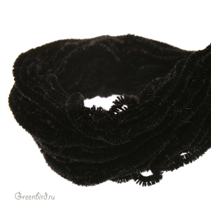 Шелковая синель AVAS, черная 1 метр (#NOIR)