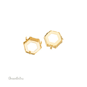 4683 Оправа для ювелирного кристалла Thin Hexagon FS 10х11,2 мм, золото