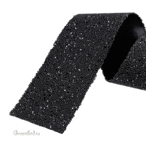 57000 Кристальная ткань Crystal Fabric Bandings 30 мм – Black/Jet Hematite (#012/280HEM), 5 см