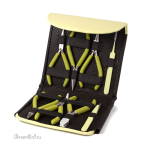 Набор из восьми инструментов Beadsmith в чехле, Light Olive (#PLFAS06)