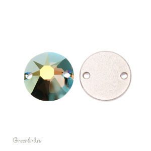Swarovski пришивные 3288 Шатон 12 мм, иризирующий зеленый (#001IRIG), 1 шт.
