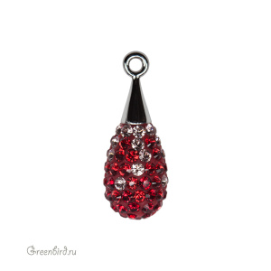 Swarovski 167563 Капля с кристальным паве 20 мм, родий, красный микс (#208/327/319), 1 шт.