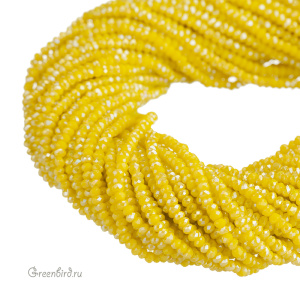 Бусины граненые рондели "Мини", лимонно-желтый глянцевый, нить (#SVAB190-2)