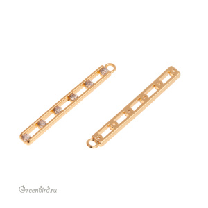 Подвеска-коннектор с фианитами "Разделитель", золото, 1 шт. (#SVA-FIAN-050G)