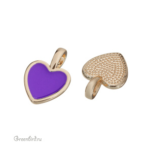 Подвеска с эмалью "Сердечко", золото, фиолетовый, 1 шт. (#SV1701-Pendant-23)