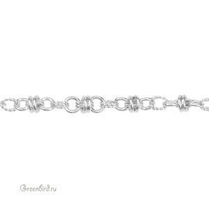 Цепочка фигурная "Крупное плетение", родий, 30 см (#Chain-77R)