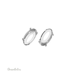 4162 Оправа для ювелирного кристалла Elongated Oval FS 18х9,5 мм, белая бронза