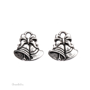 Подвеска "Рождественские колокольчики", ант. серебро, 1 шт. (#TC-2349)