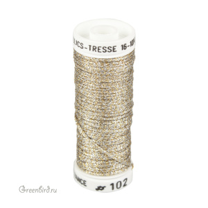 Металлизированная нить Tresse #16 AVAS, меланж золото/серебро, 10 м (#16-102)