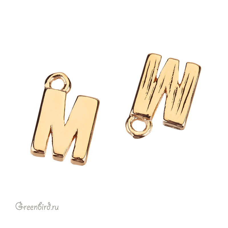 Подвеска буква "M", золото, 1 шт. (#SVA-LG-M)