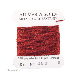 Металлизированная нить Tresse #8 AVAS, красный, 10 м (#8-003)