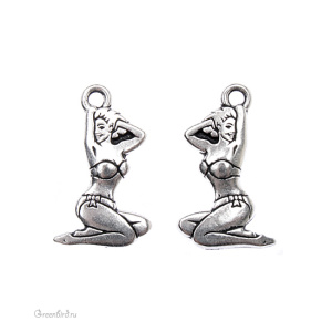 Подвеска "Пин-ап", ант. серебро, 1 шт. (#TC-2308)