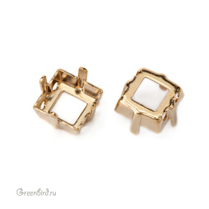 4428 Оправа для ювелирного кристалла Square Fancy Stone FS 8 мм, золото