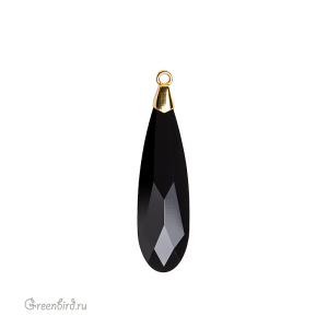 Swarovski 6533 подвеска Капля с бейлом 23 мм, золото, черный (#280), 1 шт.