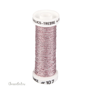 Металлизированная нить Tresse #4 AVAS, пыльная роза, 10 м (#4-107)