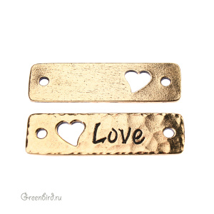Коннектор под заклепку "Love" ант. золото (#TC-3190-26)